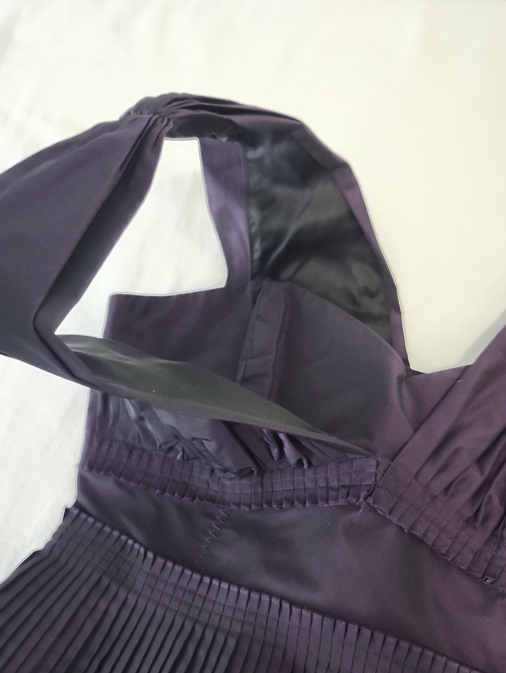 BCBGeneration Womens Poly Taffeta Iridescent Purple Pleated Short Dress Size 12 - Picture 7 of 11